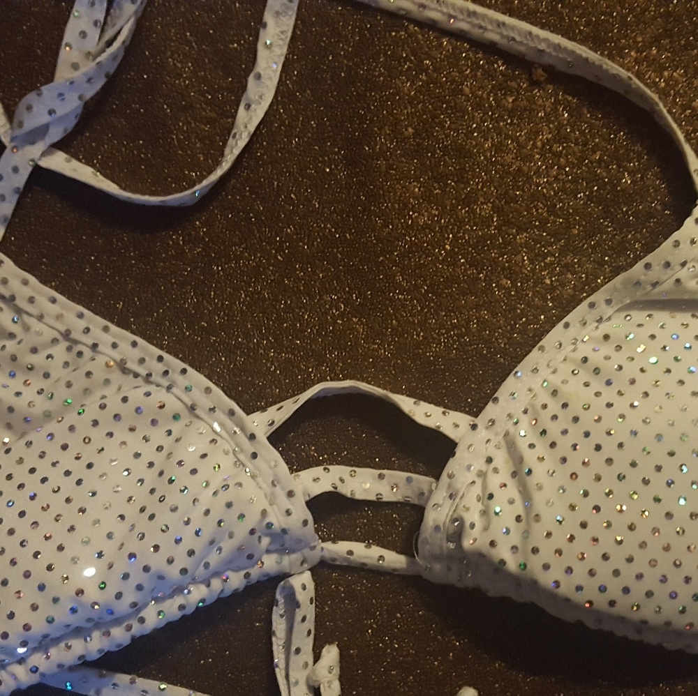 Kids White sparkly bikini top size medium